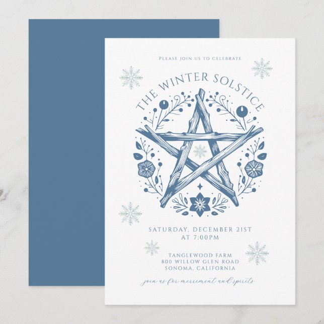 Winter Solstice Yuletide Party Invitation (Front/Back)