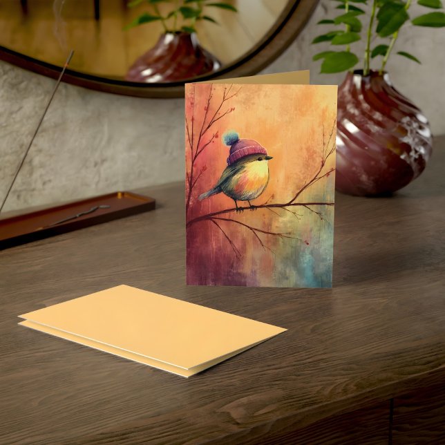 Winter Songbird in Knit Hat | Marzipan Greeting Card (Creator Uploaded)