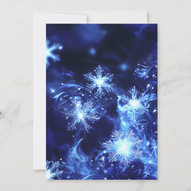 Winter Sparkle Blue Snowflakes Announcement (Front)