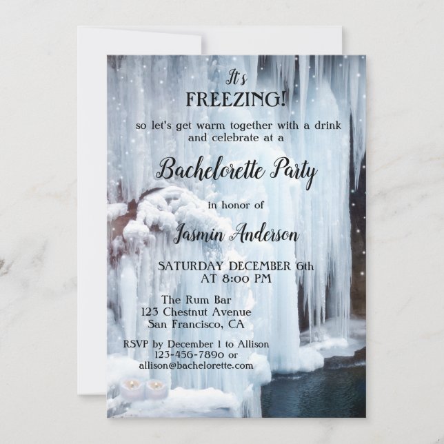 Winter Sparkling Lights Ice Crystals Bachelorette Invitation (Front)