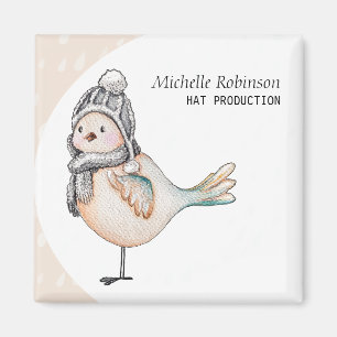 Winter Sparrow Hat Production Monogrammed Magnet