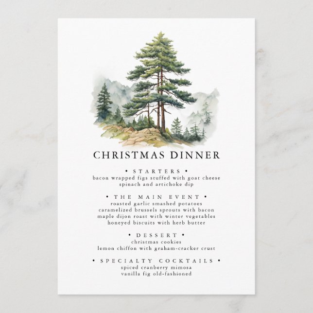 Winter Splendour Christmas Dinner Holiday Party Menu (Front)