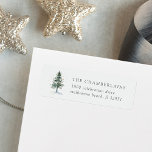 Winter Splendour Christmas Tree Return Address<br><div class="desc">Designed to match our Winter Splendour holiday party invitations and stationery,  this elegant Christmas return address design features a soft green watercolor pine tree on a bed of snow,  dotted with golden stars. Personalize with your return address in elegant grey lettering.</div>