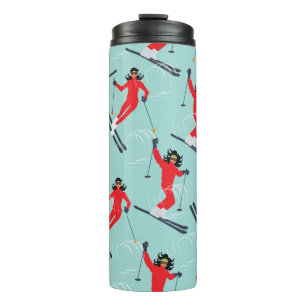 Winter sport seamless pattern. Young beautiful wom Thermal Tumbler