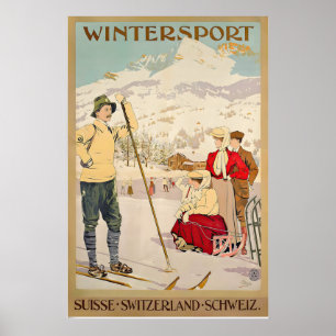 Winter Sport Switzerland Vintage Ski Poster