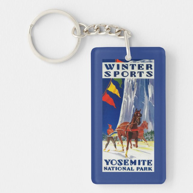 Winter Sports at Yosemite PosterYosemite, CA Keychain (Front)