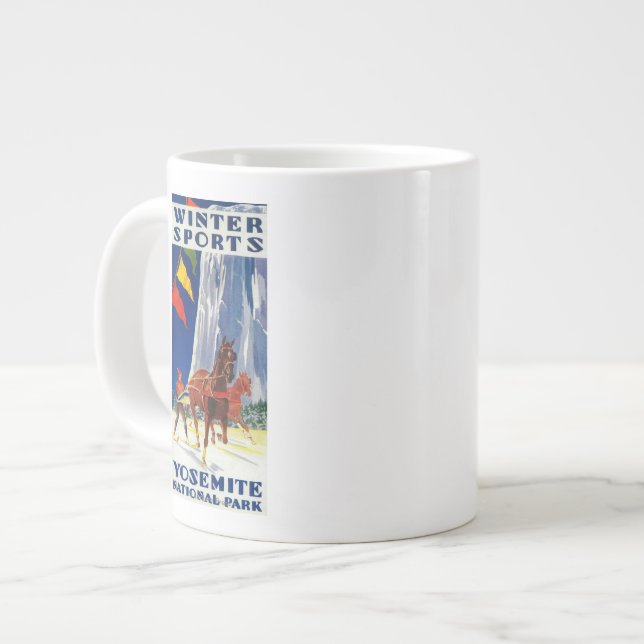 Winter Sports at Yosemite PosterYosemite, CA Large Coffee Mug (Front Left)