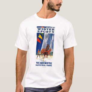 Winter Sports at Yosemite PosterYosemite, CA T-Shirt