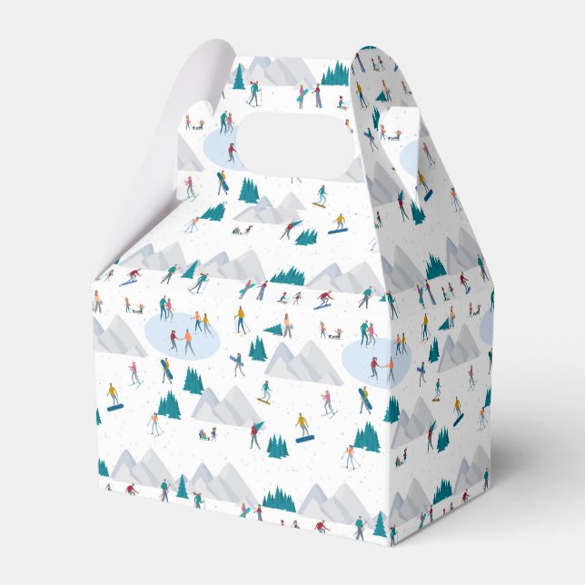 Winter Sports Holiday Fun Pattern Favor Box (Front Side)