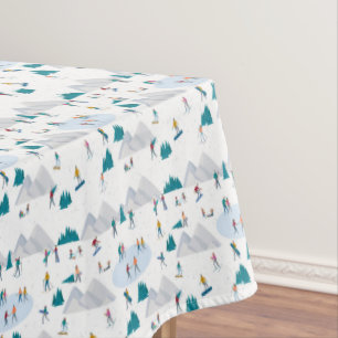 Winter Sports Holiday Fun Pattern Tablecloth