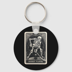 Winter Sports Ice Hockey Skeleton Tarot Card Tee Keychain