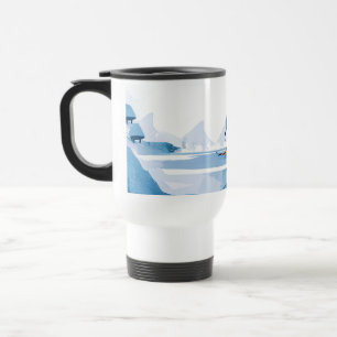 winter sports illustration travel mug