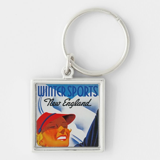 Winter Sports in New England Keychain (Front)