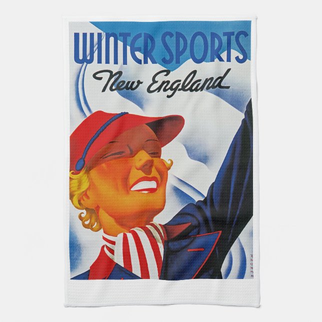 Winter Sports New England Kitchen Towel (Vertical)