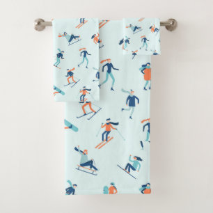 Winter Sports Pattern Bath Towel Set