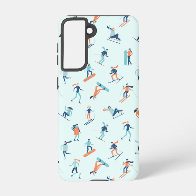 Winter Sports Pattern Samsung Galaxy S21 Case (Back)