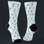 Winter Sports Pattern Socks<br><div class="desc">Check out this cute pattern featuring people in various winter sport activities.</div>