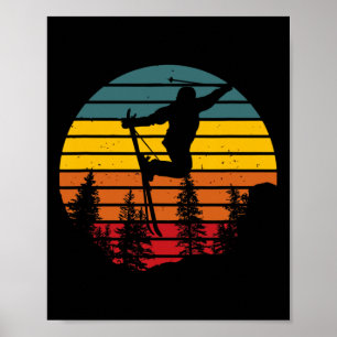 Winter Sports Ski Snowboarder Skier Retro Vintage Poster