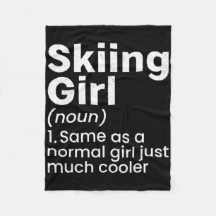 Winter Sports Skiing Girls Funny Definition Player Fleece Blanket