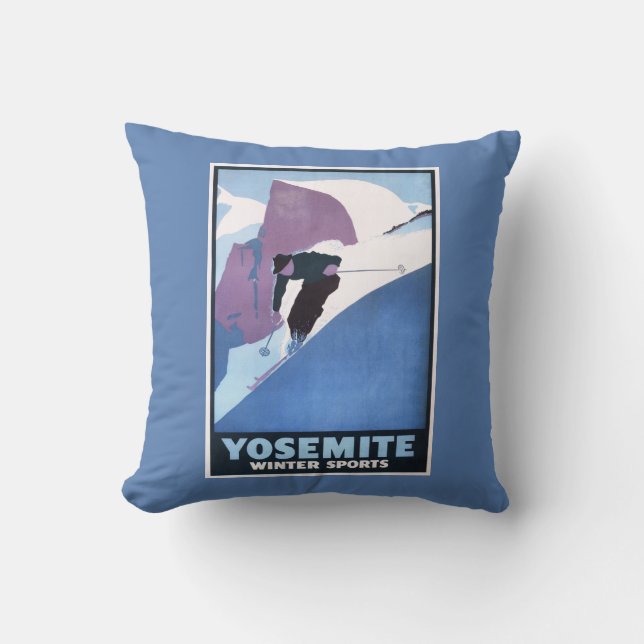 Winter Sports Skiing Promotional Poster Throw Pillow (Front)