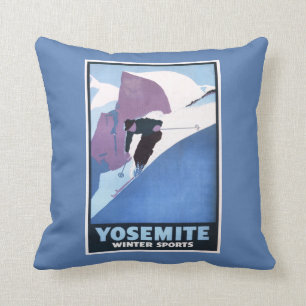 Winter Sports Skiing Promotional Poster Throw Pillow