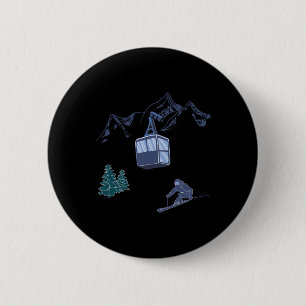 Winter Sports Skiing Snow Scene Vintage Ski Resort 2 Inch Round Button