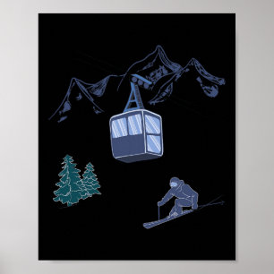 Winter Sports Skiing Snow Scene Vintage Ski Resort Poster