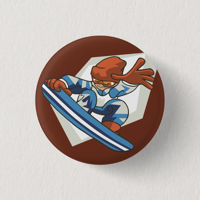 Winter Sports Snowboarder Flair Button (Front)