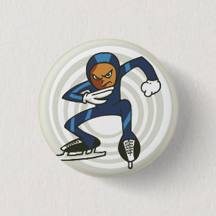 Winter Sports Speed Skater Flair Pinback 1 Inch Round Button