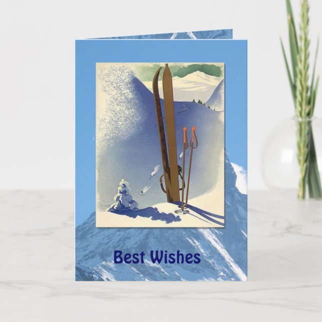 Winter Sports - Vintage ski scene Card (Front)