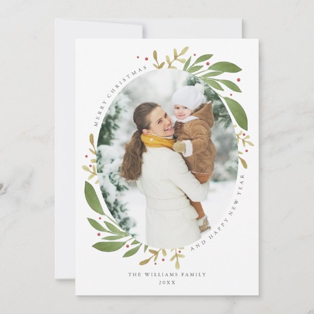 Winter Sprigs Christmas Photo Card (Front)