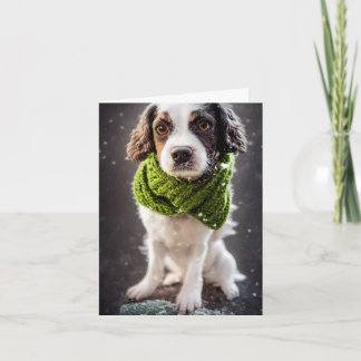 Winter Springer Spaniel Puppy Greeting Card