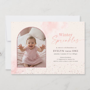 Winter Sprinkles Baby Arch Photo First Birthday Invitation
