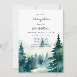 Winter Spruce Christmas Tree Scenery Wedding Invitation
