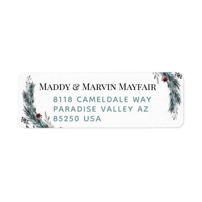 Winter Spruce Floral Posy Return Address Label (Front)