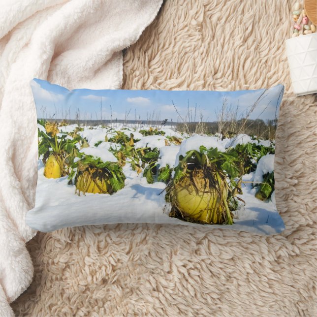 Winter Squash in Snow - Personalized Lumbar Pillow (Blanket)