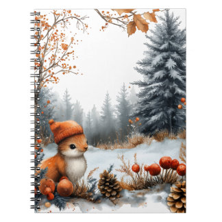 Winter Squirrel in Frosted Forest Notebook