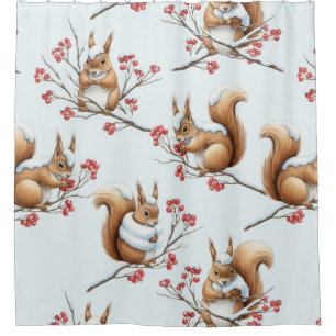 Winter Squirrels Among Snowy Branches