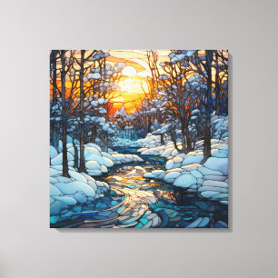Winter Stained Glass Canvas Art