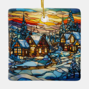 Winter Stained Glass Christmas Ornament