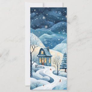 Winter starry night greeting card