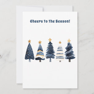Winter Starry Pine Tree Christmas Season Holiday Card