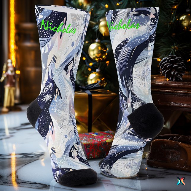 Winter Starry Socks in Navy and Frosted Blue (Creator Uploaded)