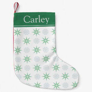 Winter Stars and Snowflake Pattern Personalised Small Christmas Stocking