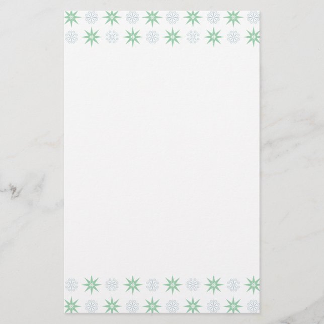 Winter Stars and Snowflake Pattern Stationery (Front)