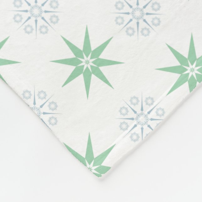 Winter Stars and Snowflakes White Pattern Fleece Blanket (Corner)