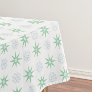 Winter Stars and Snowflakes White Tablecloth