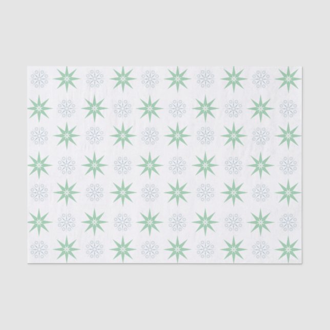 Winter Stars and Snowflakes White Tissue Paper (Front)
