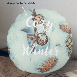 Winter still life round pillow