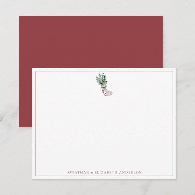 Winter Stocking Festive  Note Card (Front/Back)
